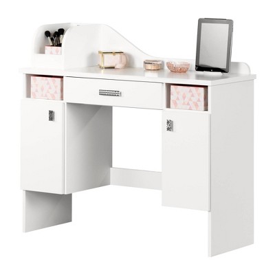 South Shore Tiara Kids' Makeup Desk Pure White: Vanity Desk with Storage, Wood Composite, Ages 0-9, 5-Year Warranty