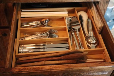 Expandable Silverware Drawer Organizer 7-9 Slots - Bamboo Utensil Organizer  17.5 X 13.5 - 20 - Royal Craft Wood : Target