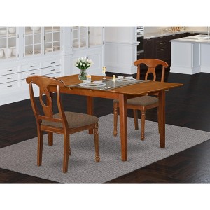 East West Furniture PSNA3-SBR-C 3 PcRectangular Kitchen Table having 12in Leaf and 2Fabric Dinette Chairs in Saddle Brown . - 1 of 4