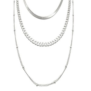 Adornia Tarnish Resistant Triple Layered Chain Necklace - 1 of 4