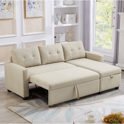 SKRAN 4 in 1 Convertible Sleeper Sofa Bed, L Shaped Sectional Couch with Storage, with Pullout Bed, for Living Room, Dorm, Office, Apartment