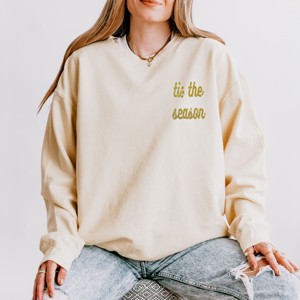 Simply Sage Market Embroidered Tis The Season Bold Cursive Lightweight Garment Dyed Sweatshirt - 1 of 4
