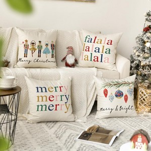 Velvet Merry Christmas Nutcracker Throw Pillow Covers, 18 x 18 Inch Winter Holiday - 1 of 4