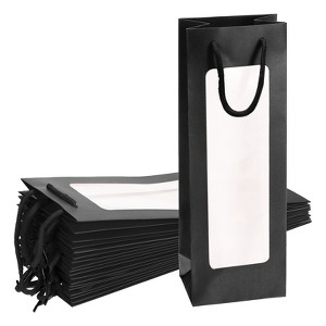 Unique Bargains Paper Sturdy Reusable Fashionable Wine Gift Bags with Rope Handles 4.92"x3.35"x14.2" - 1 of 4