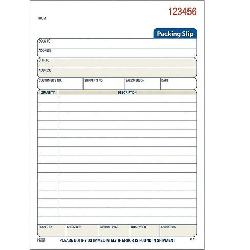 Adams 3 Part Carbonless Packing Slips Book 7 94 L X 5 56 W 50 Forms Book Target