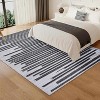 Washable Striped Area Rug, Non-Slip Modern Carpet for Living Room or Bedroom, Soft Low Pile Stain-Resistant Floor Cover - 2 of 4