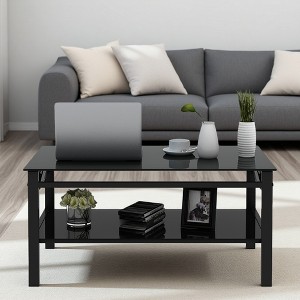37.8" Tempered Glass Lift-Top Coffee Table - 1 of 4