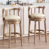 Lyngins Counter Height Bar Stool (29.5" Seat Height), 360° Swivel Bar Stool, Cow Top Leather Upholstery, Wooden Counter Stools with Curved Backrest - 2 of 4