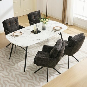 DYHOME Dining Chairs Set of 4, Mid Century Modern Swivel Dining Chairs with Arm, Upholstered Accent Chair for Kitchen Dining Living Room - 1 of 4