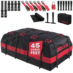 Mockins 45 Cu Ft. Black Waterproof Rooftop Cargo Bag (75"x48"x22") with PVC Mat, Straps, Hooks & More - 1 of 4