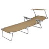 vidaXL Folding Sun Lounger with Canopy Steel Taupe - 2 of 4