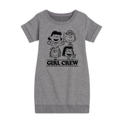 - Peanuts - Girl Crew Graphic Short Sleeve Fleece Dress
