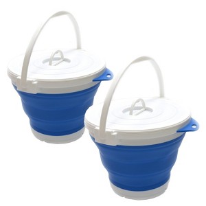 SAMMART Set of 2-10L (2.64Gallon) Collapsible Fishing Bucket with Locking Lid, 31cm Dia. - 1 of 4