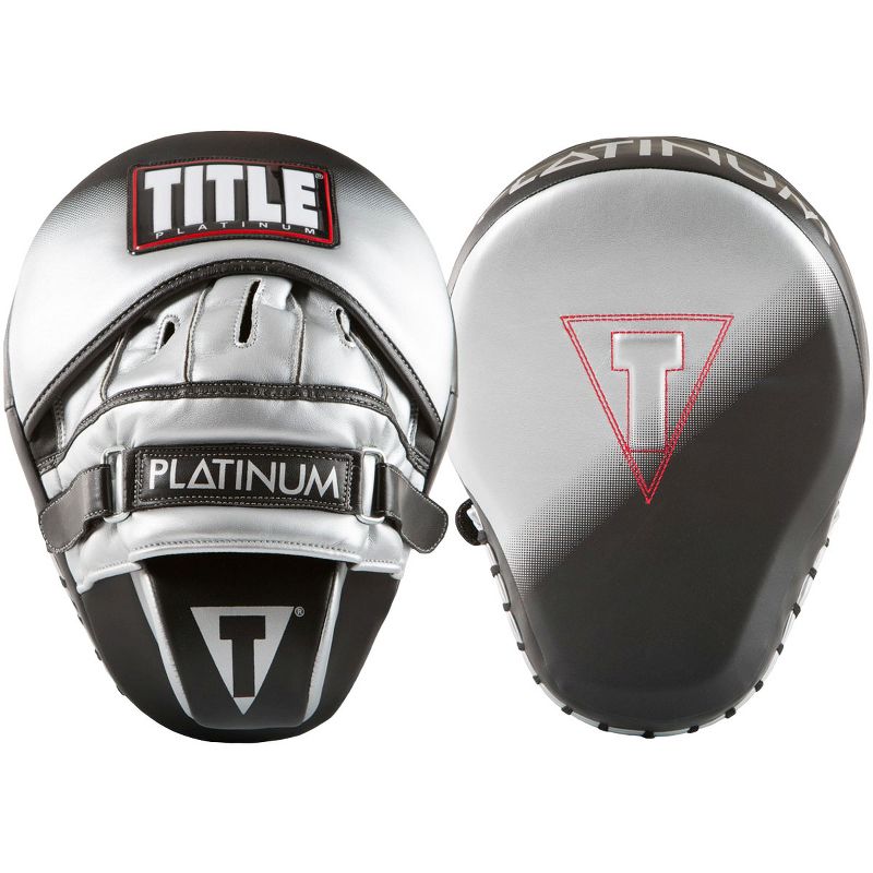 Title Boxing Platinum Proclaim Power Contoured Leather Punch Mitts -Black/Silver, 1 of 3