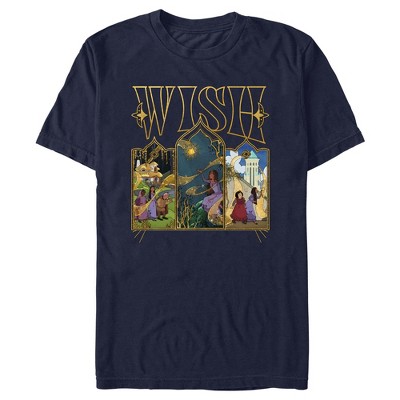 Men's Disney Wish Stained Glass Scenes T-shirt - Navy Blue - Large : Target