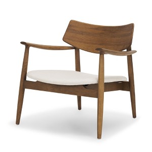 HomeRoots 27" Brown And Cream Upholstery And Solid Wood Arm Chair - 1 of 4