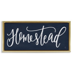 Stupell Industries Navy Blue Homestead Phrase Floating Frame Canvas Art, Gold, 31" x 14" - 1 of 4