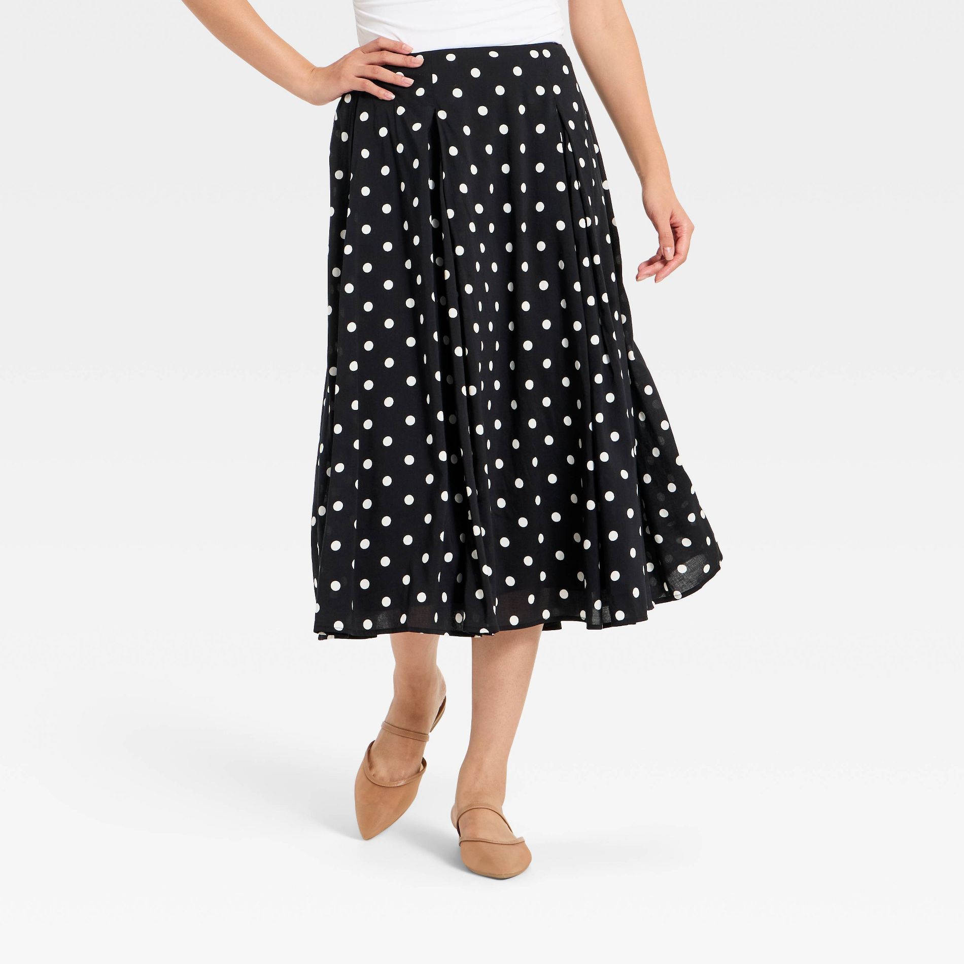Women's Pull-On Pleated Voile Full Midi Skirt - A New Day™
