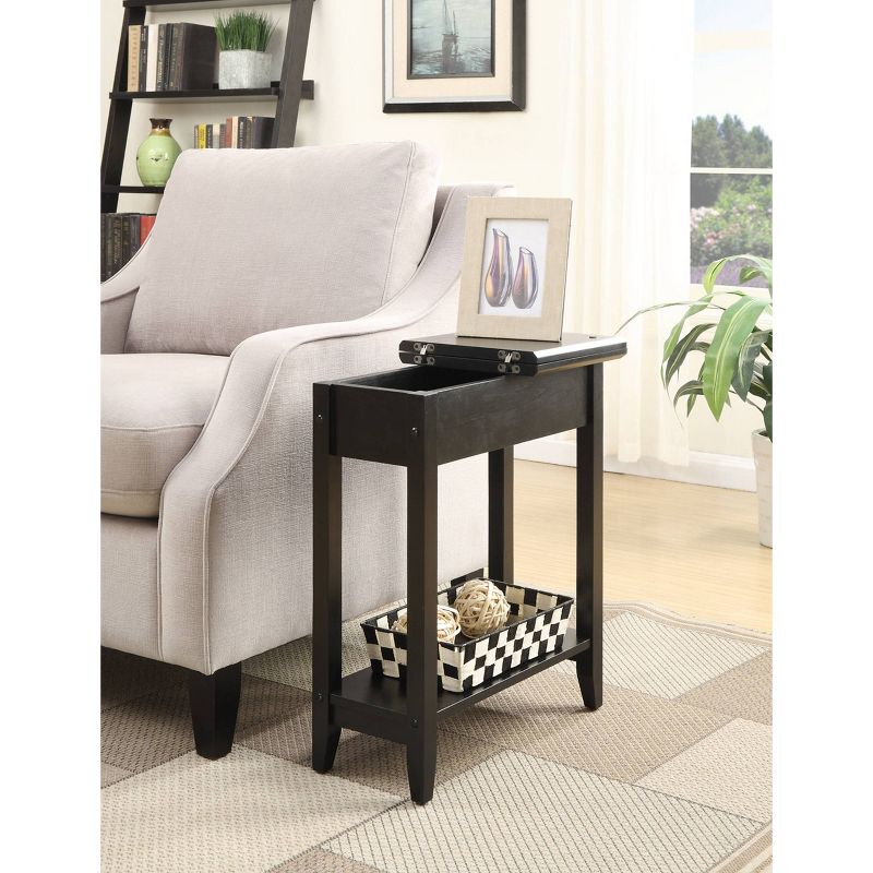 Breighton Home Harper End Table with Flip Top Storage and Lower Shelf Black, 5 of 7