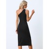 Allegra K Women's One Shoulder Sleeveless Formal Party Slit Fashion Sheath Dress - 3 of 4