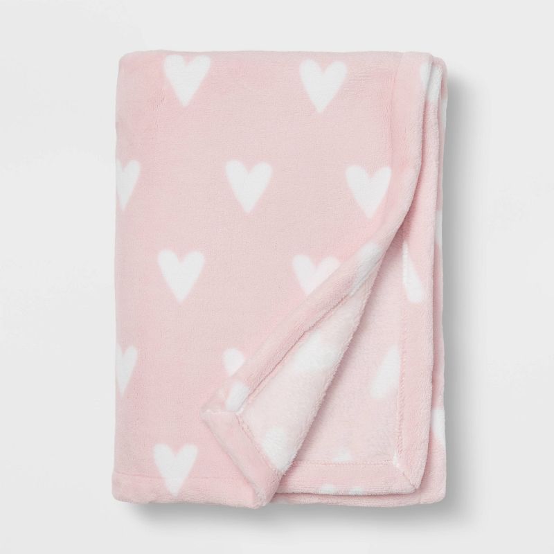 Toddler Bed Plush Blanket - Cloud Island&#8482; Pink Heart, 1 of 5