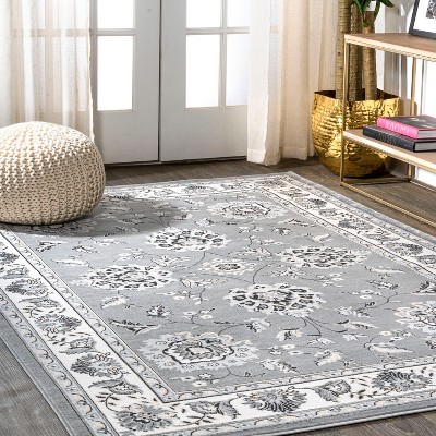 Gray and Cream 4' x 6' Reversible Synthetic Area Rug