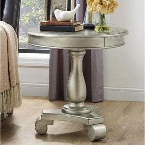 UPHA 26-inch Round Wooden Pedestal Side Table - 1 of 4