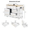 LOVSON Mobile kitchen island with 6 drawers, pull-out trash bin, 5 wheels, foldable tabletop, power outlet, suitable for restaurants ,kitchens,white - 3 of 4