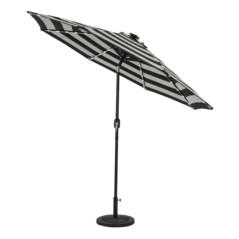 9&#39; x 9&#39; Mirage II Fiesta Market Patio Umbrella with Solar LED Tube Lights Black/White - Island Umbrella, 4 of 15