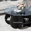 Dolonm 31.5" Round Coffee Table w/4 Storage Shelves: Tempered Glass Top & Walnut MDF Frame, Space-Saving for Small Apartments - 3 of 4