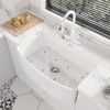 CASAINC 33'' Rectangular Curved Single Bowl Fireclay Farmhouse Apron Kitchen Sink with Grid and Drainer, Glossy White - 2 of 4