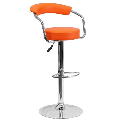 Flash Furniture Contemporary Vinyl Adjustable Height Barstool with Arms and Chrome Base