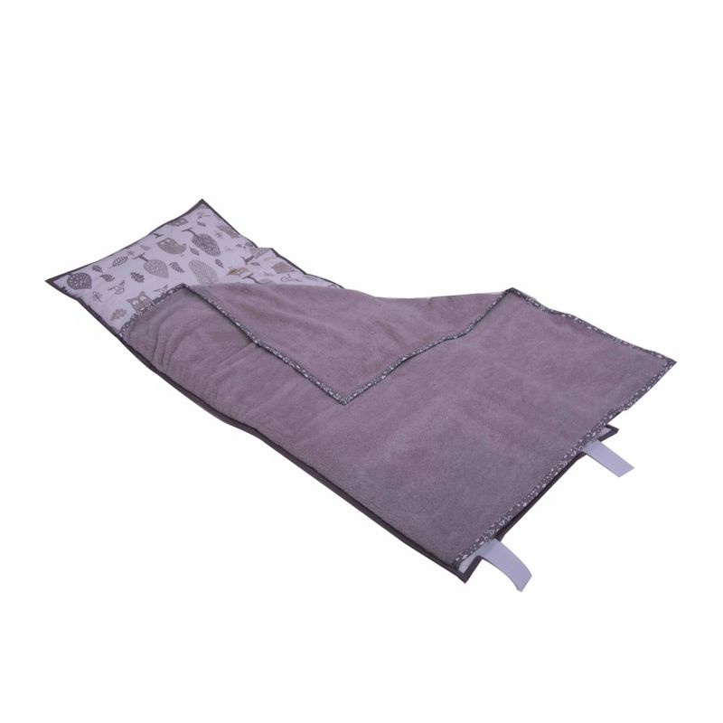 Bacati - Owls Gray Beige Neutral Cotton Toddler Nap Mat, 1 of 6