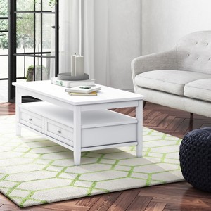 PAGED Vintage Style 2-Tier Wooden Coffee Table with Storage Shelf & Drawers,Mid-Century Cocktail Table Center Table for Living Room - 1 of 4