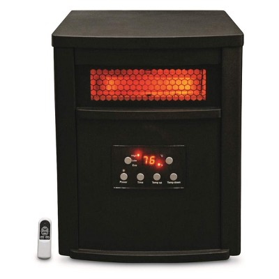 LifeSmart HT1071 1500 Watt Portable Electric Infrared Quartz Space Heater for Indoor Use with 8 Heating Elements and Remote Control, Black