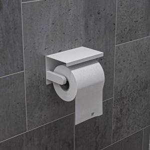 ALFI ABTPC66-W White Matte Stainless Steel Toilet Paper Holder with Shelf - 1 of 2