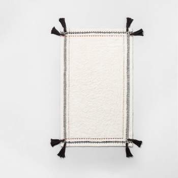 Textured Border Double Tassel Bath Rug Copper/Cream/Black - Hearth & Hand™ with Magnolia