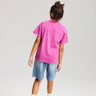 Cat & Jack Girls' Short Sleeve Oversized 'Classic' Graphic T-Shirt - Cat & Jack™ Dark Purple M — фото 3