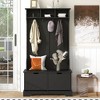Hall Tree Entryway Bench With Coat Rack, Accent Shoe Cabinet with 2 Flip Drawer, Mudroom Coat Storage Organizer for Hallway Living Room Bedroom - 2 of 4