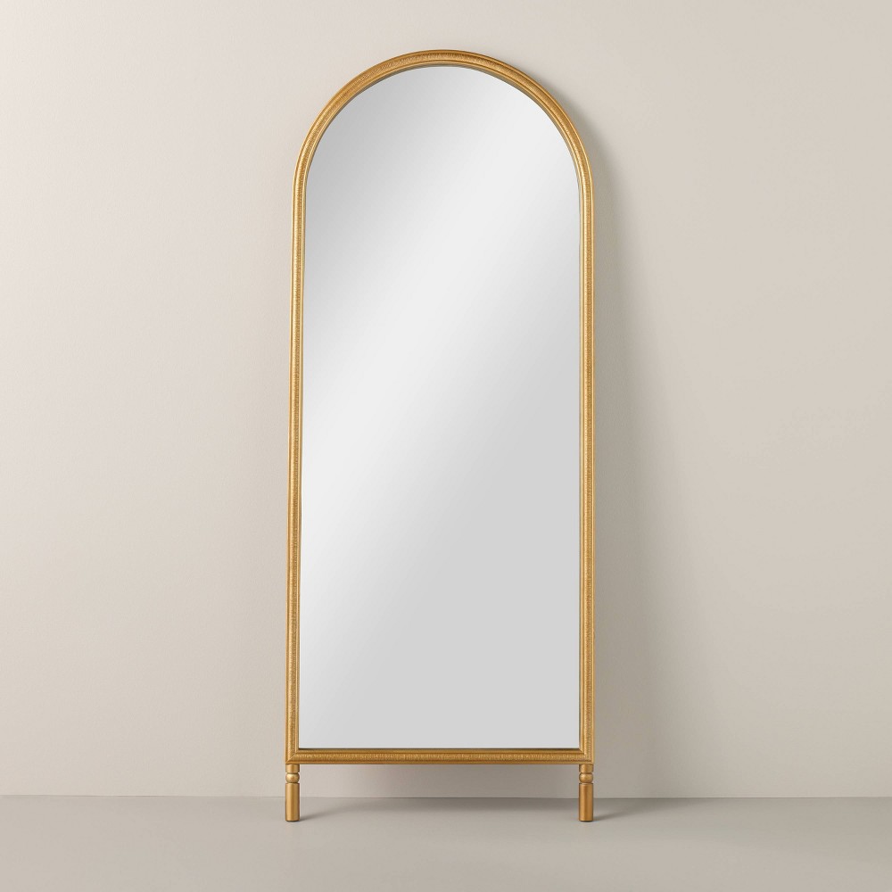 Arched 28"x70" Wood Framed Leaner Mirror Brass - Hearth & Hand™ with Magnolia
