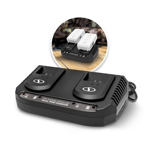 Snow Joe 24 Volt IONMAX Dual Port Quick Charge Docking Station Charger for IONMAX 24 Volt Lithium Ion Batteries, Full Charge in 2.5 Hours, Black - 1 of 4