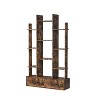 Hommoo Industrial Freestanding Open Bookshelf with 2 Drawers Rustic Brown - 4 of 4