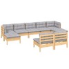 vidaXL Solid Pinewood Patio Lounge Set 9 Piece with Cushions - Brown and Gray - 3 of 4