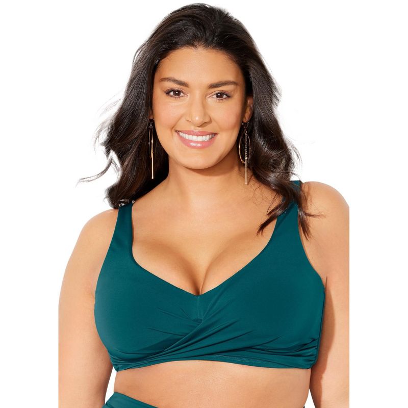 Swimsuits for All Women's Plus Size Twist Front Bikini Top, 1 of 2