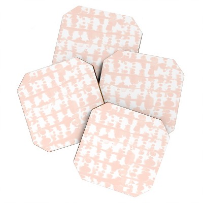 Jacqueline Maldonado Parallel Pale Peach Set of 4 Coasters - Deny Designs