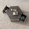 Rustic Vintage Coffee Table with 2 Drawers, Textured Black + Warm Oak - ModernLuxe - 4 of 4