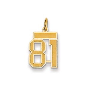 Black Bow Jewelry 14k Yellow Gold, Jersey Collection, Small Number 81 Pendant - 1 of 2