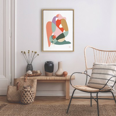 Abstract Body Positivity Canvas Art with Natural Frame