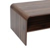 LuxenHome Walnut Finish 2-Drawer Coffee Table, Engineered Wood Open Storage Center Table with Rounded Corners for Living Room Brown - 3 of 4