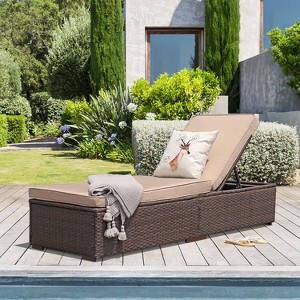 SUGOLD Outdoor Chaise Lounge Chair, All-Weather PE Wicker Reclining Chair - 1 of 3